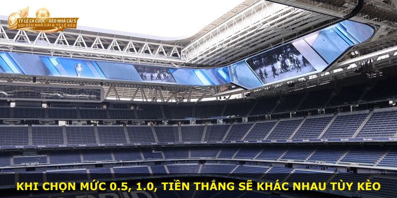 Khi chọn mức 0.5, 1.0, tiền thắng sẽ khác nhau tùy kèo